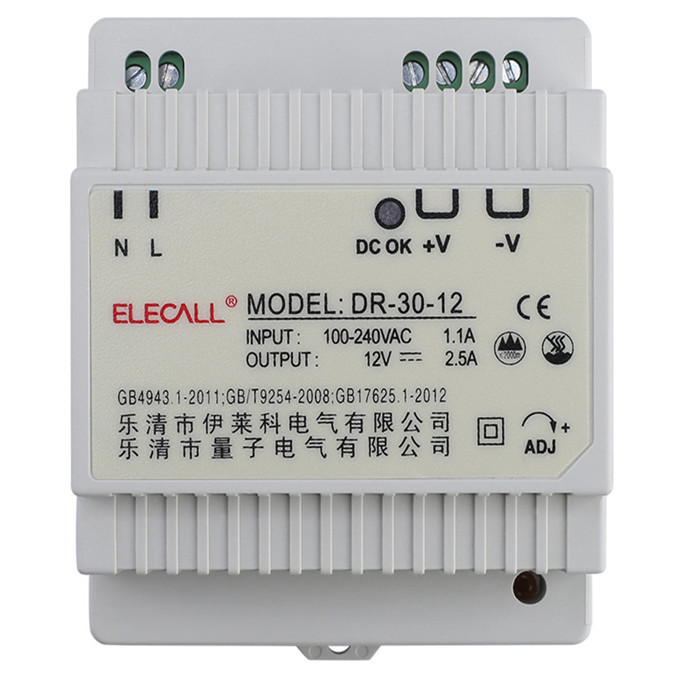 ELECALL/伊莱科 导轨开关电源 DR-30-12 12V 1台