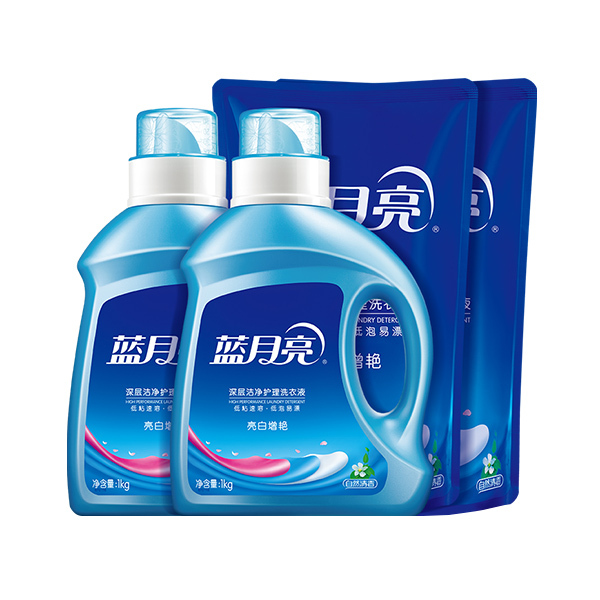 LYL/蓝月亮 洗衣液组合套装 6902022135972 自然清香亮白增艳1kg×2+自然清香亮白增艳立袋500g×2 1套