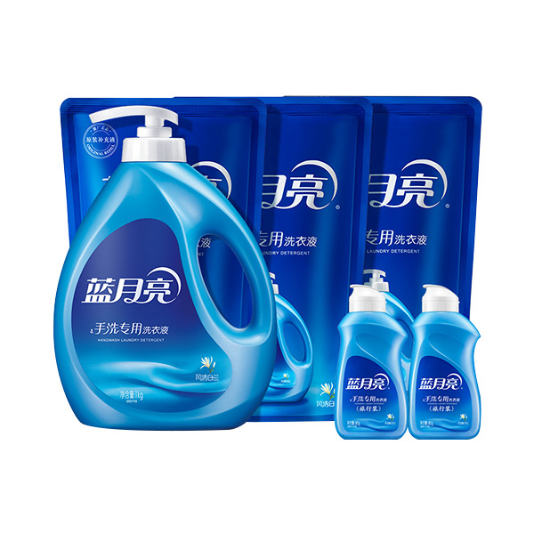 LYL/蓝月亮 洗衣液套装 套装 白兰手洗1kg+白兰手洗袋装1kg×3+白兰手洗80g×2 1套