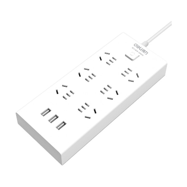 DELI/得力 插座 18284 2m 6位+3口USB 1只