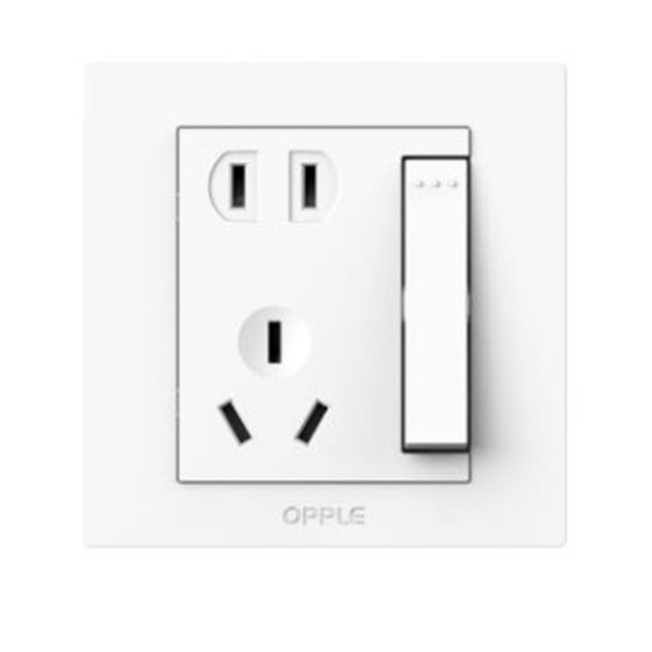 OPPLE/欧普 开关面板插座 G011096AB-一开双+五孔-扁插 1个