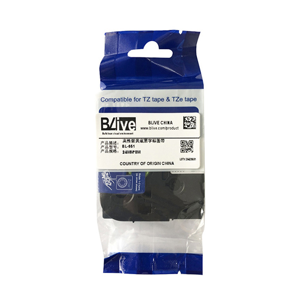 BLIVE 色带 BL-651 24mm×8m 黄底黑字 1卷