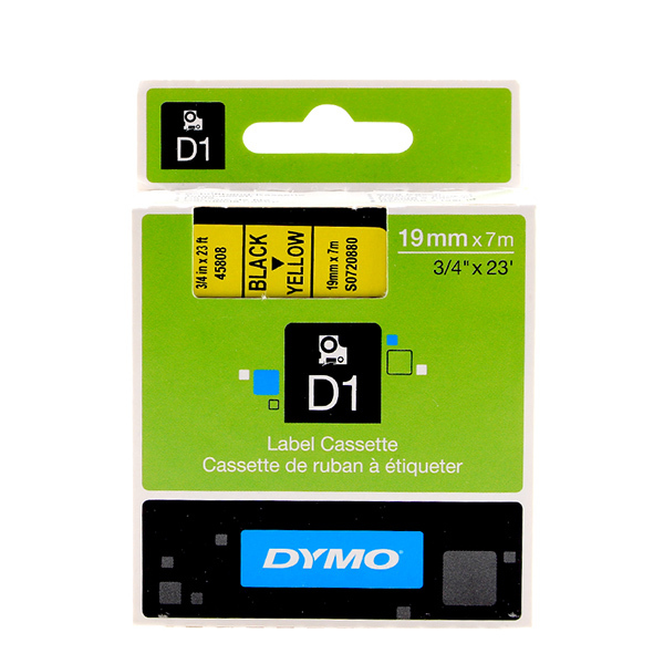 DYMO/达美 D1标签带 S0720880 黄底黑字 19mm×7m 适用LM-420P/4200/5200 1卷