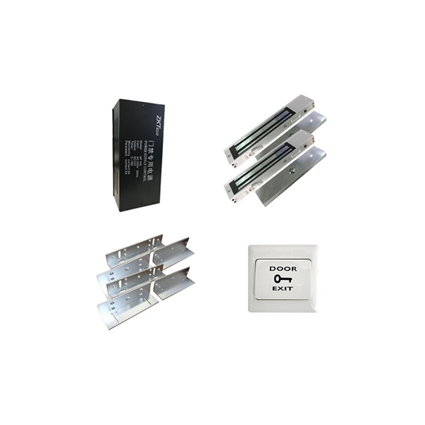 ZKTECO/熵基 双门安装配件套装 TZ004 适用于木门/铁门/防盗门 包含5A门禁电源×1+磁力锁×2+ZL支架×2+出门开关(不带暗盒)×1 1套