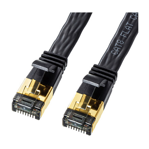 SANWA/山业 八类扁平网线 KB-T8FL-005BK 0.5m 黑色 1个
