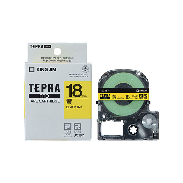 KING JIM/锦宫 TEPRA PRO彩色标签色带(浅淡色) SC18Y 黄底黑字 18mm×8m 1卷