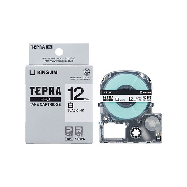 KING JIM/锦宫 TEPRA PRO白底标签色带(常规款) SS12K 白底黑字 12mm×8m 1卷