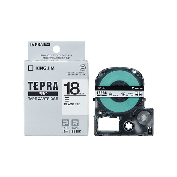 KING JIM/锦宫 TEPRA PRO白底标签色带(常规款) SS18K 白底黑字 18mm×8m 1卷