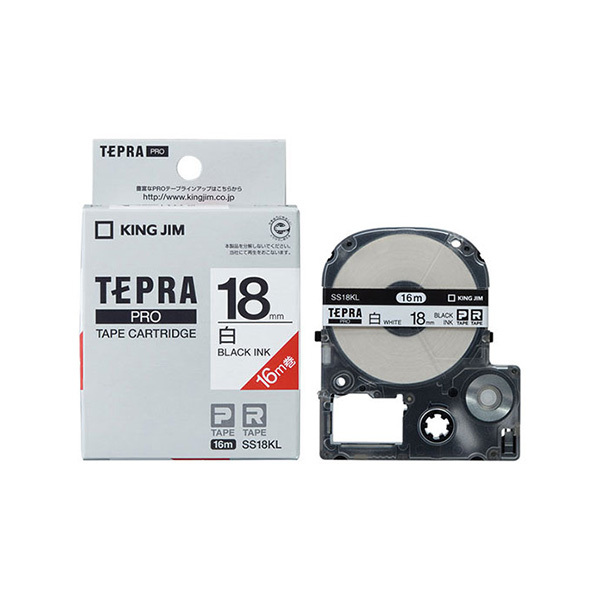 KING JIM/锦宫 TEPRA PRO白底标签色带(加长款) SS18KL 白底黑字 18mm×16m 1卷