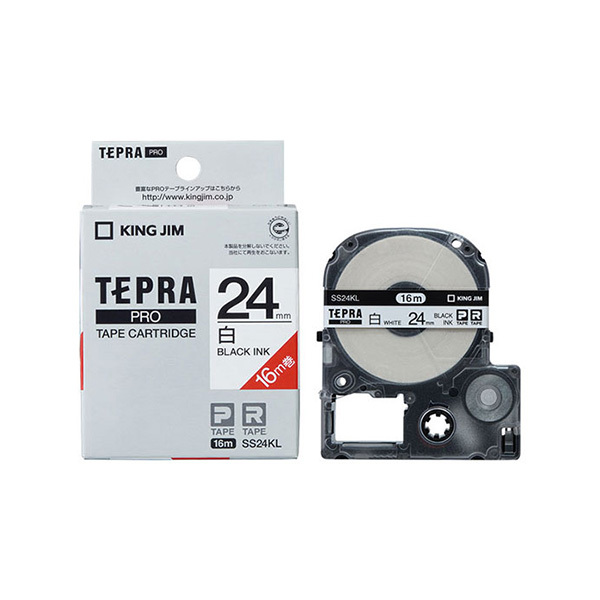 KING JIM/锦宫 TEPRA PRO白底标签色带(加长款) SS24KL 白底黑字 24mm×16m 1卷