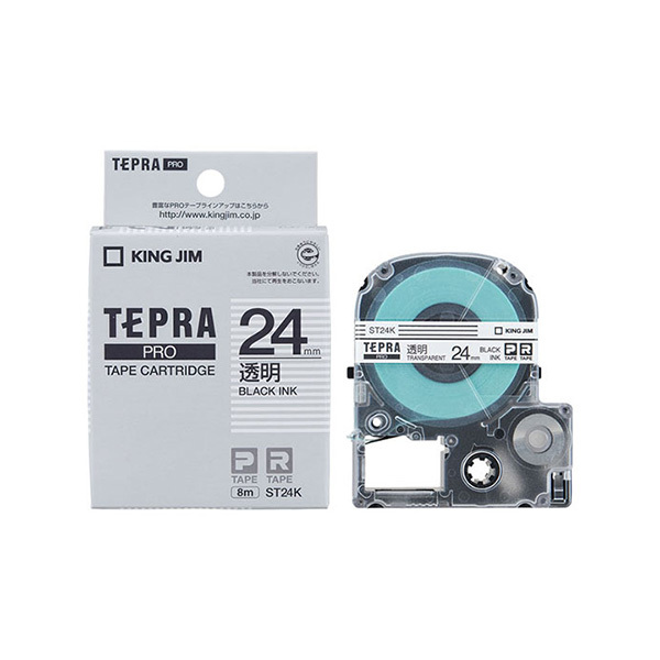 KING JIM/锦宫 TEPRA PRO透明底标签色带 ST24K 透明底黑字 24mm×8m 1卷