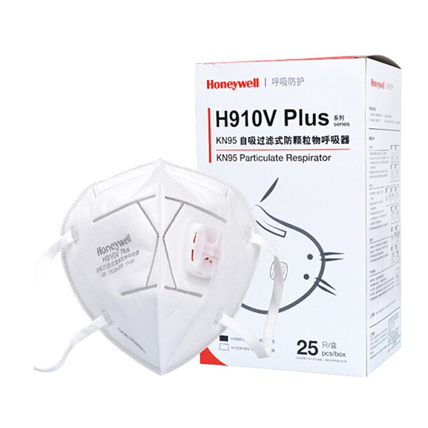 HONEYWELL/霍尼韦尔 H910VPlus KN95 折叠式口罩 H1009101V 耳戴式 带阀 白色 单片装 1盒