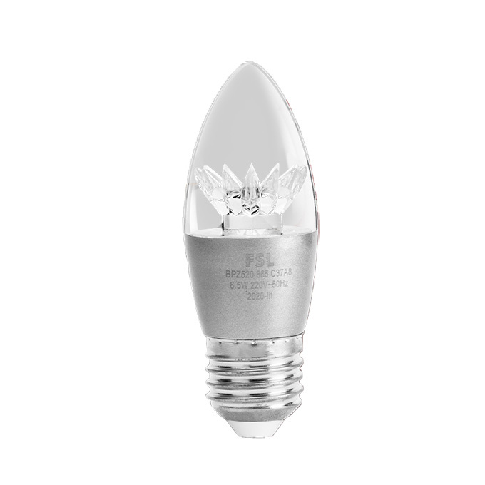 FSL/佛山照明 LED尖泡 晶钻系列 银色 6.5W E27螺口 6500K 白光 1只