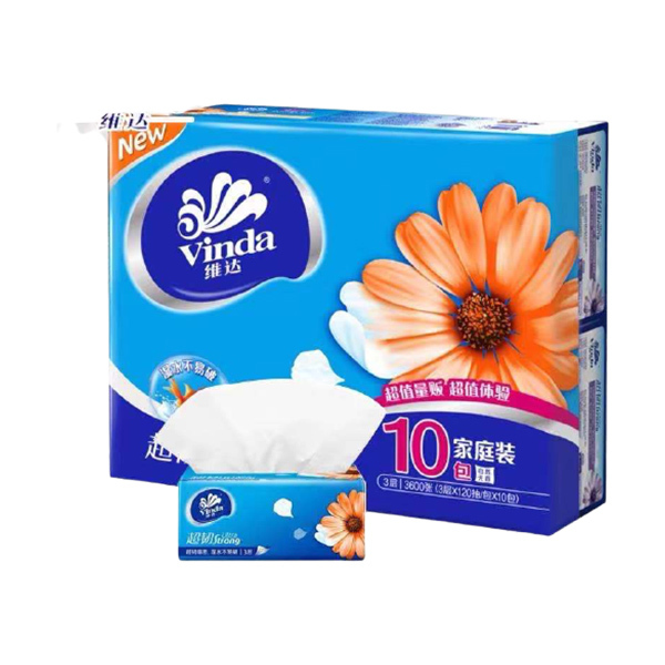 VINDA/维达 超韧纸面巾 v2223B 3层 120抽×10包 1提