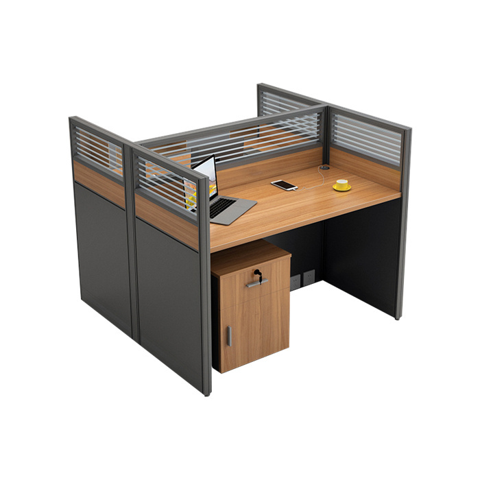 LANRAN/兰冉 工字型两人位含柜办公桌子办公室 LL-ZYZ0704 尺寸1200×1200×1100mm 有屏风 无线槽 1张