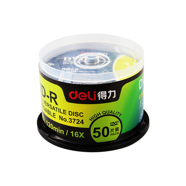 DELI/得力 空白DVD刻录光盘 3724 DVD-R 16X 4.7GB 50片 1筒