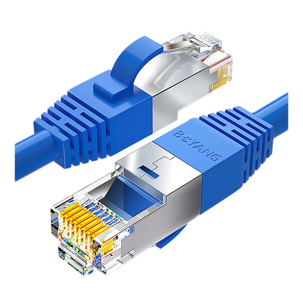 BOYANG/ 博扬 六类屏蔽网络跳线 BY-LSZH-6003BP 0.3m CAT6低烟无卤FTP千兆成品网线 24AWG无氧铜双绞线 蓝色 1条
