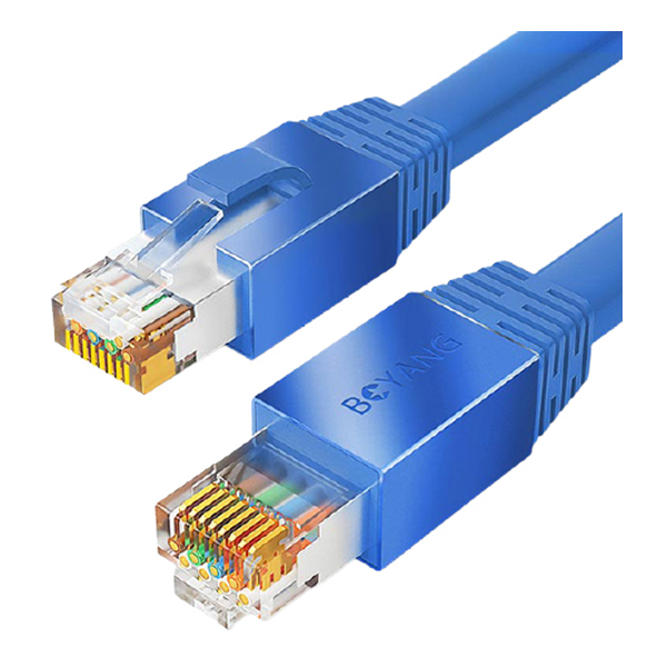 BOYANG/ 博扬 5G万兆七类网络跳线 BY-LSZH-7003BL 0.3m CAT7低烟无卤SFTP双屏蔽成品网线 24AWG无氧铜 蓝色 1条