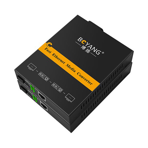 BOYANG/ 博扬 百兆单模单纤光纤收发器 BY-NF513A/B 光电转换器 防雷SC接口 25km内置电源 1对