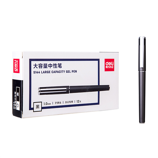 DELI/得力 中性笔 S144 1mm 黑色 12支 1盒