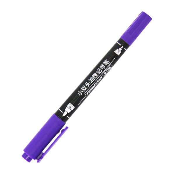 GEEMARKER 小双头油性工业记号笔 G-1205 紫色 双头 0.5mm/1mm 12支 1盒