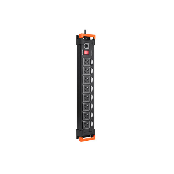 POWERSYNC/包尔星克 8位10A分控工业用电源插座 ML8D0018 1.8m 过载保护器 RVV 1.5mm²×3C 黑色 1条
