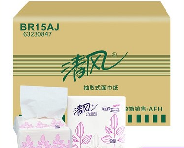 BREEZE/清风 简装抽取式纸面巾 BR15AJ 178×98mm 150抽×100包 双层 1箱