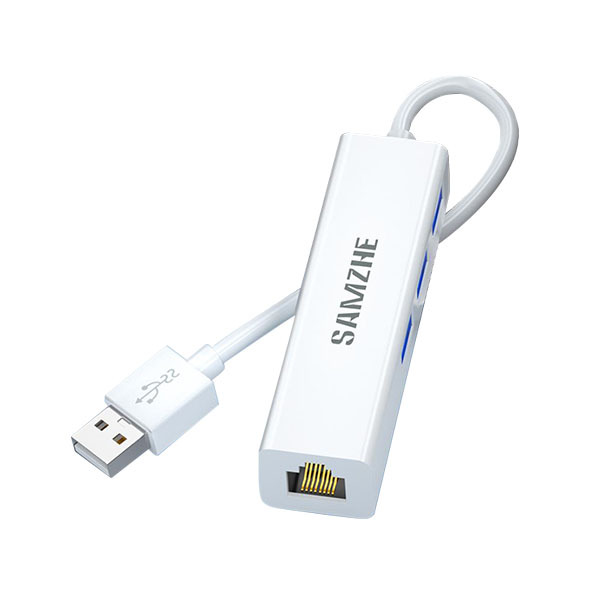 SAMZHE/山泽 USB分线器百兆有线网卡 UWH01 4口 RJ45 白色 1个