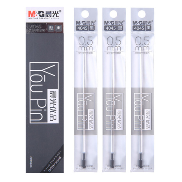 M&G/晨光 优品系列全针管中性笔芯 4045 0.5mm 黑色 20支 1盒