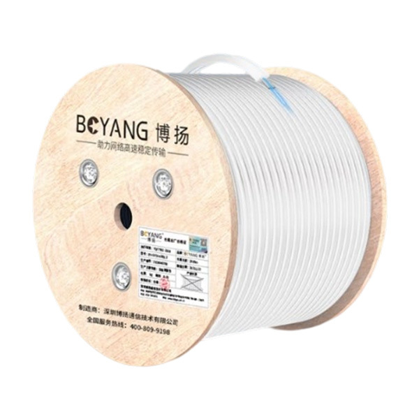 BOYANG/ 博扬 蝶形皮线光缆 BY-PX1901 室内3.0单芯 500m白色 1芯2钢丝 低烟无卤光纤线 1卷