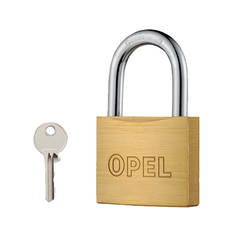 OPEL 短梁S槽弧形铜挂锁 DM-KA30 黄铜色 通开 锁体宽度30mm 锁钩净高19mm 含钥匙×1 1把