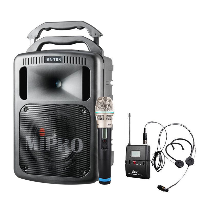 MIPRO/咪宝 无线蓝牙便携式移动栏杆音箱 MA-708 主机+双手持话筒 1套