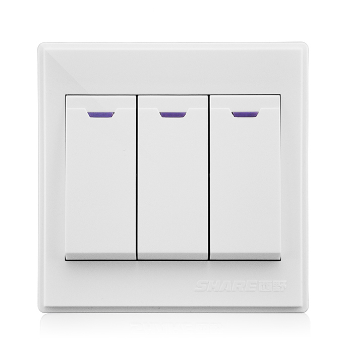 SHARE/西野 明装F4系列开关 86mm×86mm 三开双控 1只