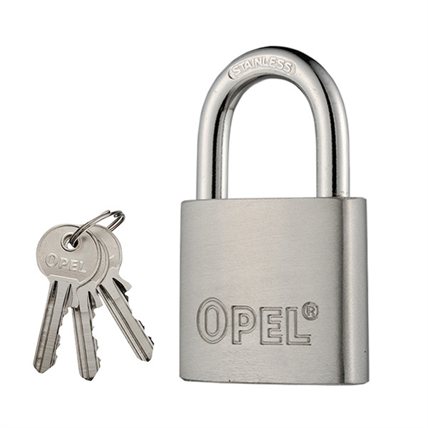 OPEL 304不锈钢S槽弹子短梁挂锁 SSTY50 本色 不通开 锁体宽度50mm 锁钩净高26mm 含钥匙×3 1把