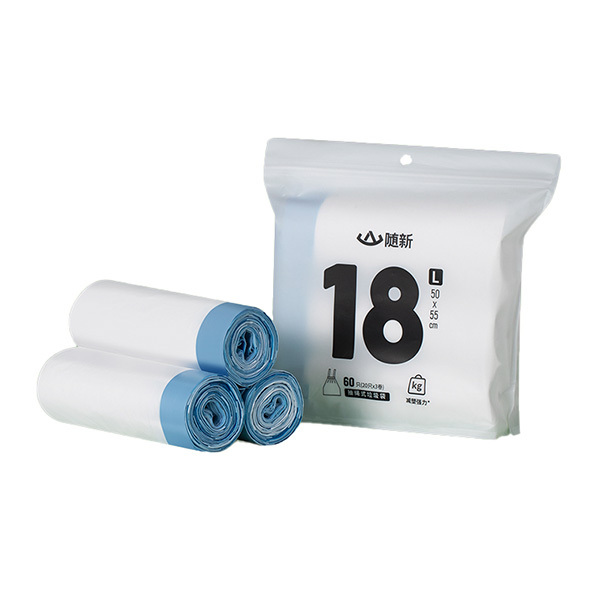 SUIXIN/随新 减塑大号垃圾袋 SX106 抽绳 50×55cm 60只 厚1.2丝 18L 乳白色 1包