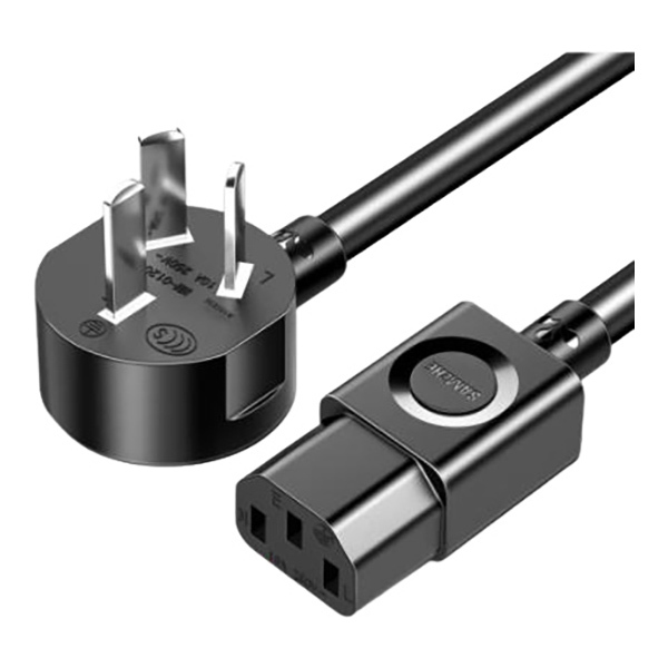 SAMZHE/山泽 电脑主机国标电源线 DY-03 品字尾三孔 适用电脑主机/显示器/电饭煲 弯插1.8m 1条