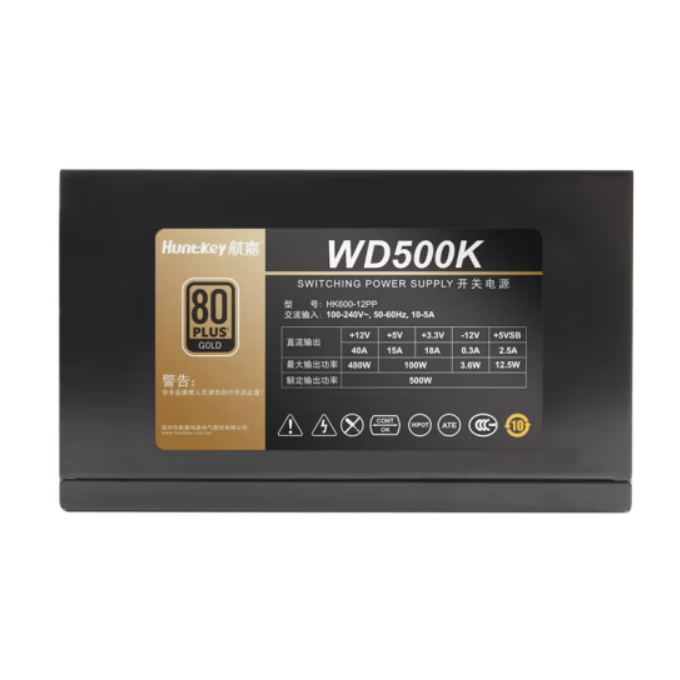 HUNTKEY/航嘉 80PLUS金牌500W电脑电源 WD500K 1个