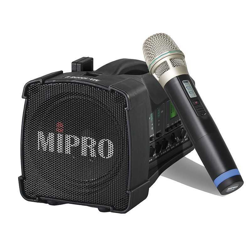 MIPRO/咪宝 户外便携式移动蓝牙手提音箱 MA100DBII 手持麦克风×1+领夹麦克风×1 黑色 1套