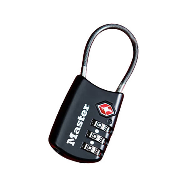 MASTERLOCK/玛斯特锁 柔性钢缆密码锁 4688MCND 黑色 3位密码轮 锁绳长度90mm 锁绳内径38mm 1把