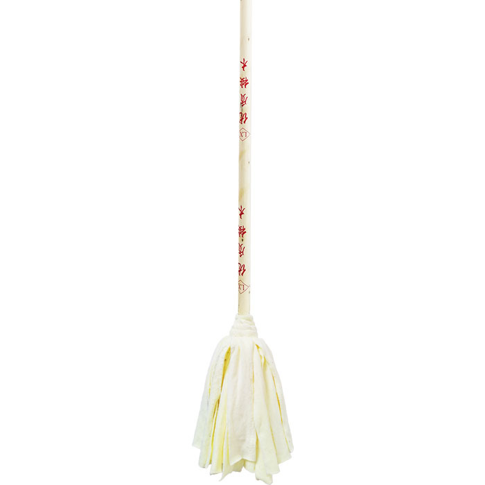 YUEJINTIE/悦金铁 木杆套皮布条拖把 杆长118cm 拖把头36cm 布条500g 黄色/紫色/蓝色/粉色随机发货 1把