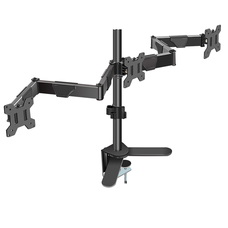 HILLPORT/三策 一字三屏显示器拼接组合增高架 XJT91-H500 黑色 1套