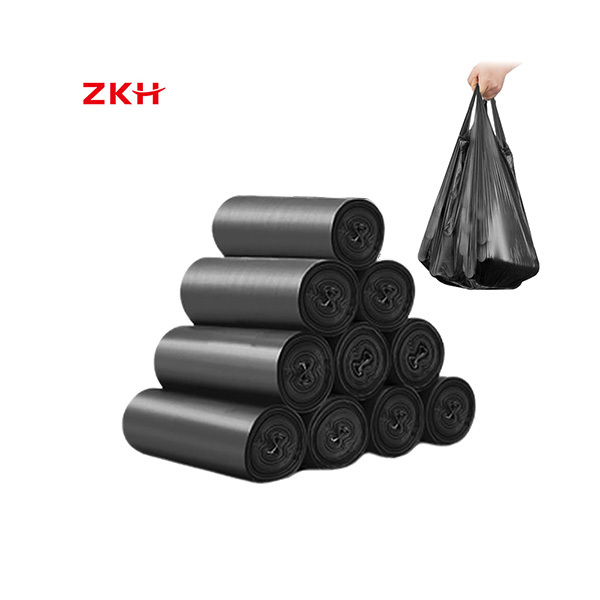 ZKH/震坤行 高性能背心式垃圾袋 HCP-DB45-98 45×60cm 双层 1.6丝 深空黑 30只×36卷 1箱