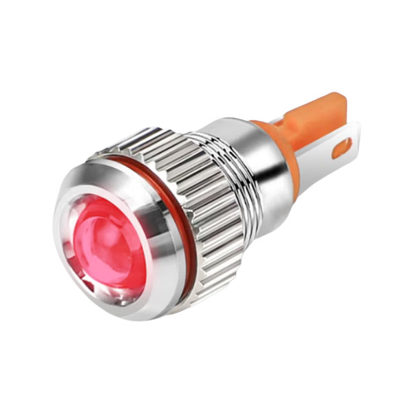 HJUN/汇君 高亮金属指示灯 LB8A-Q-CR5-24V 8mm IP68 铜镀铬 红光 5~24V 1个