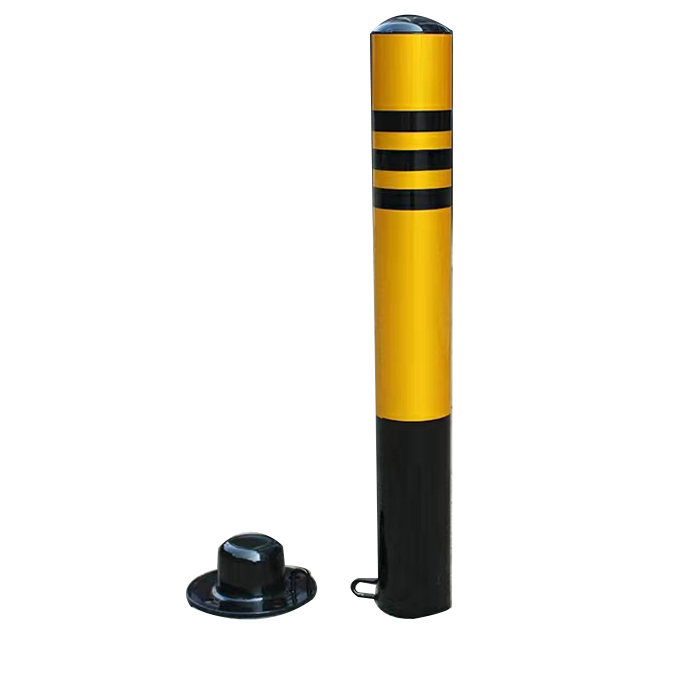 YUETONG/月桐 加厚反光警示柱防撞柱 YT-J1 活动款 高600mm φ76mm 黄黑色 厚1.2mm 1个