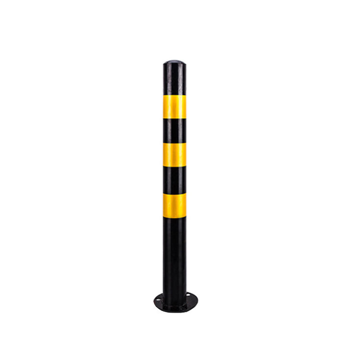 YUETONG/月桐 钢管警示柱 YT-JSZ φ76mm 高度750mm 底座φ140mm 黑黄色 直杆款 1个