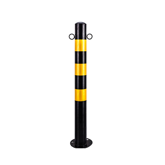 YUETONG/月桐 带环款警示柱 YT-JSZ φ76mm 高750mm 底座φ140mm 黑黄色 1个