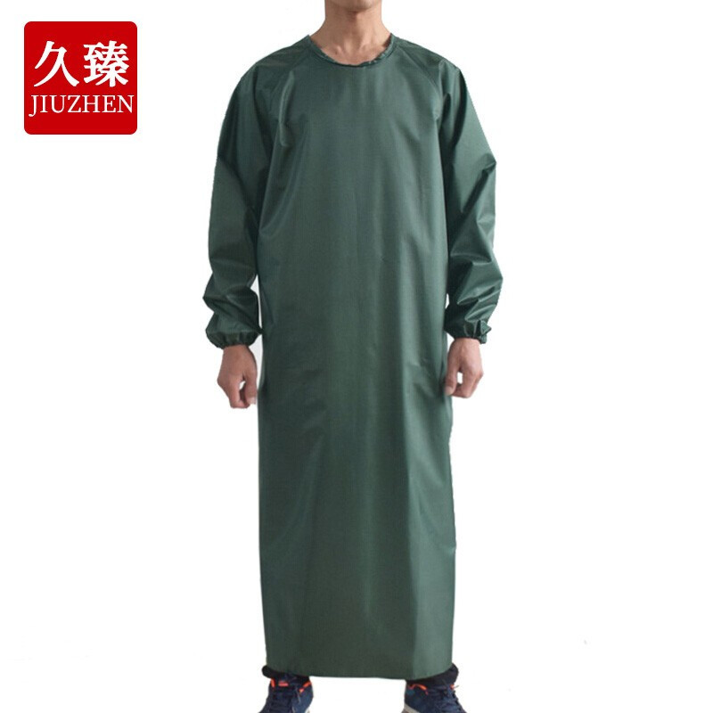 JIUZHEN/久臻 防水防油长袖围裙皮罩衣 ZST10 均码 绿色 1件