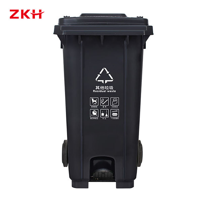 ZKH/震坤行 脚踏式加厚可挂车分类环卫垃圾桶 ZKH-240L-U 4 720×580×1080mm 240L 灰色 1个