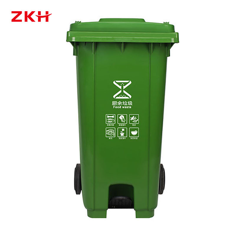 ZKH/震坤行 脚踏式加厚可挂车分类环卫垃圾桶 ZKH-240L-U 2 720×580×1080mm 240L 绿色 1个
