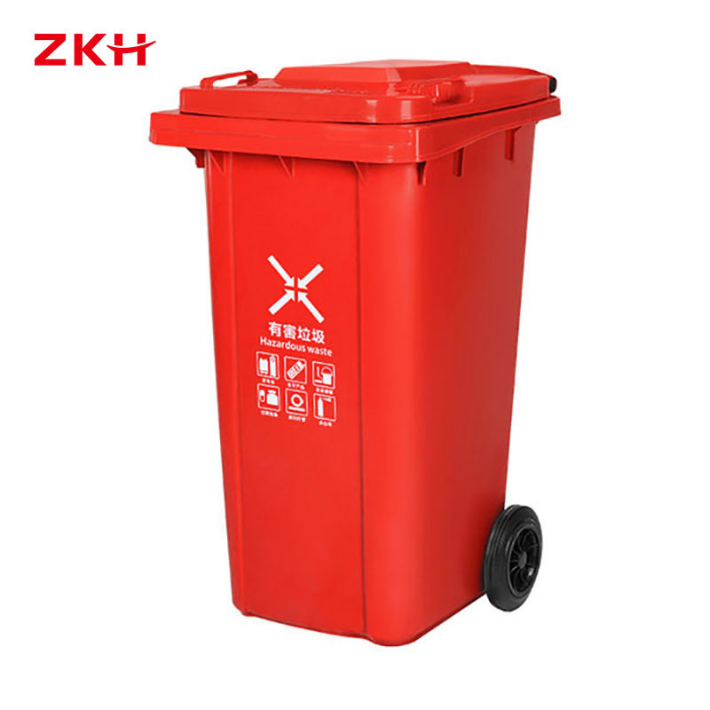 ZKH/震坤行 加厚可挂车分类环卫垃圾桶 ZKH-240L-G 2 720×575×1080mm 240L 红色 1个